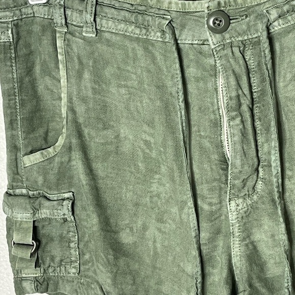 American Eagle Green Cargo Linen Blend Shorts Sz 6 - Picture 2 of 6